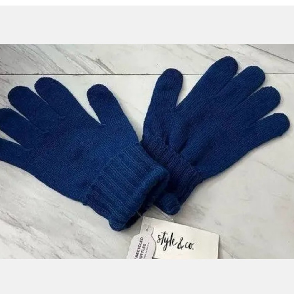 NWT Style & Co Repreve Royal Blue Gloves 30% Recycled Material